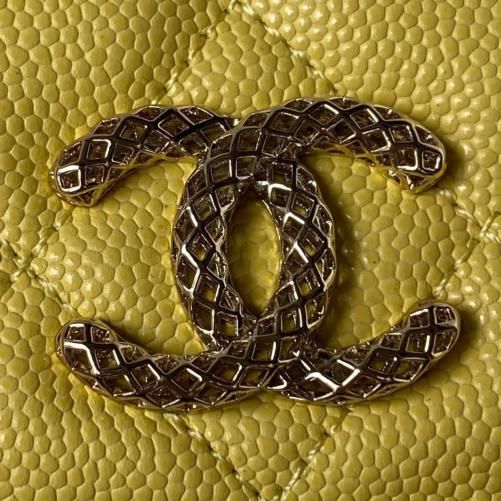 Caviar Leather Wallet On Chain Shoulder Bag AP3180 Yellow